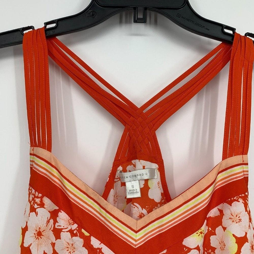 LC Lauren Conrad Top Red Floral Print Sleeveless Racerback Strappy - Picture 2 of 7